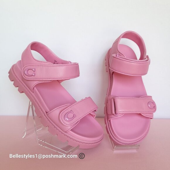 COACH Brynn Double Strap Smooth Leather Sandal- Vivid Pink Color. Women’s 6.5B⭐ - Picture 4 of 16